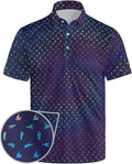 Golf Polo Shirts for Men Funny Print Short Sleeve Golf Shirts Performance Golf Polos