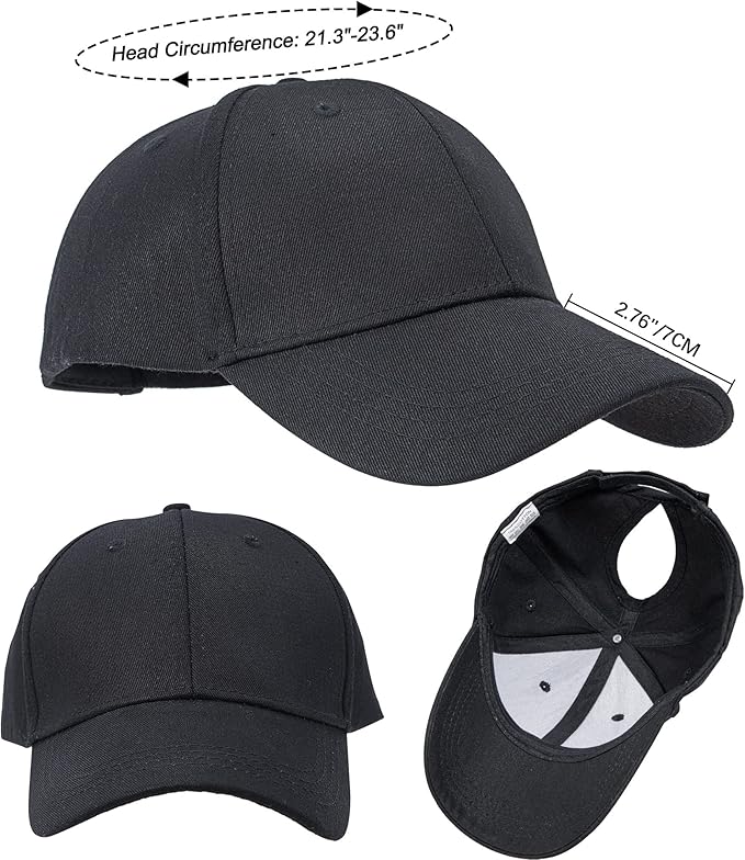 High Ponytail Baseball Hat - Women Messy Bun Hat, Sun Protection Ponycaps Retro Cap