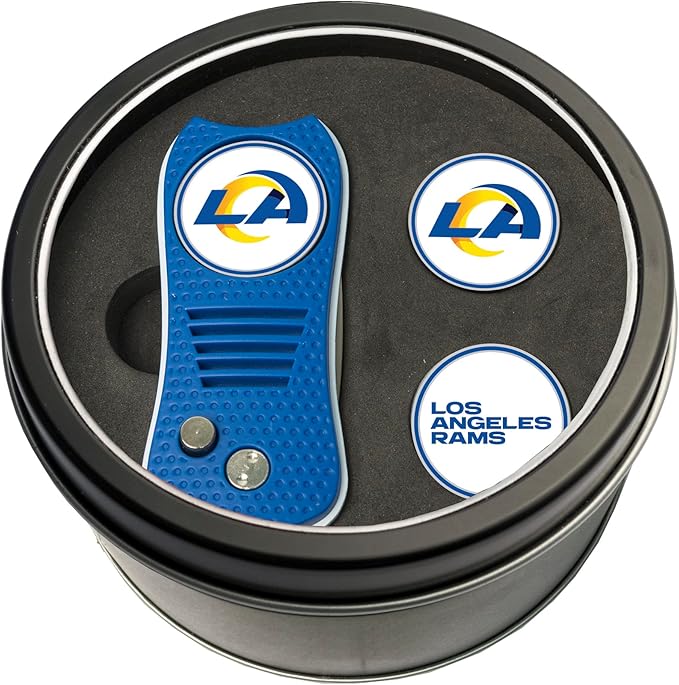 Team Golf NFL Gift Set Retractable Divot Tool with 3 Double-Sided Magnetic Ball Markers, Patented Single Prong Design, Causes Less Damage to Greens, Retractable Mechanism