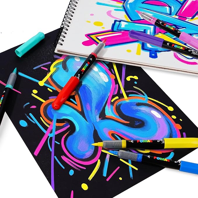 POMAC Liquid Acrylic Paint Markers 24 Colors, Waterproof Paint Marker Pens - Image 8