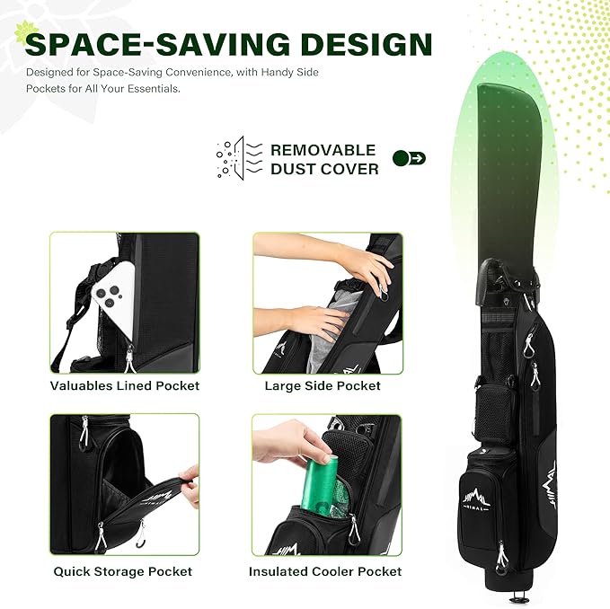 UNIHIMAL Par 3 Golf Bag Small Lightweight with Dual Shoulder Straps – Pitch n Putt Golf Bag Easy to Carry and Durable for Men/Women– 31.5 inches Tall
