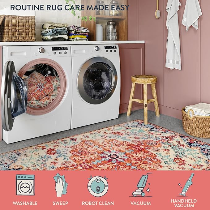 Lahome Bohemian Floral Medallion Area Rug - Image 5