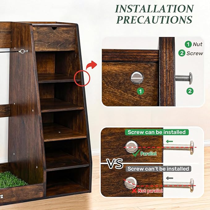 WINGYZ Premium Birch Plywood Golf Bag Storage for 2 Bags | 36lb Rock-Solid Golf Bag Organizer | 7-Shelf Command Center | Artificial Turf 12-Ball Display | No Wall Mounting Required (Brown)