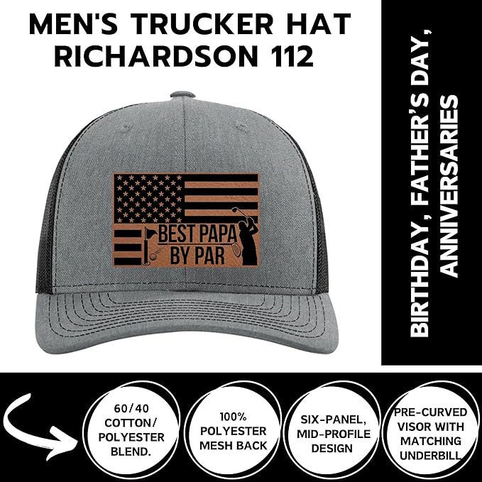 Best Grandpa by Par - Golf Gift for Grandpa - Christmas Birthday Gifts from Grandson Granddaughter Grandkids - Richardson 112