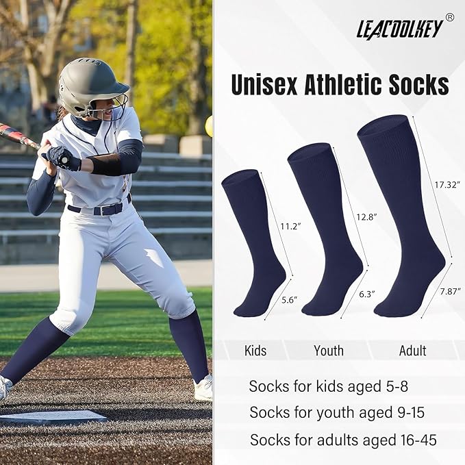 LEACOOLKEY Baseball Belt and Socks Combo Set Adjustable Softball Socks and Elastic Belt for Youth and Adult