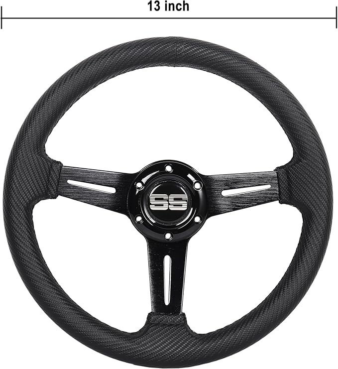 N2MU Golf Cart Steering Wheel 13 inch Universal for EZGO TXT RXV Club Car DS Precedent and Yamaha Black