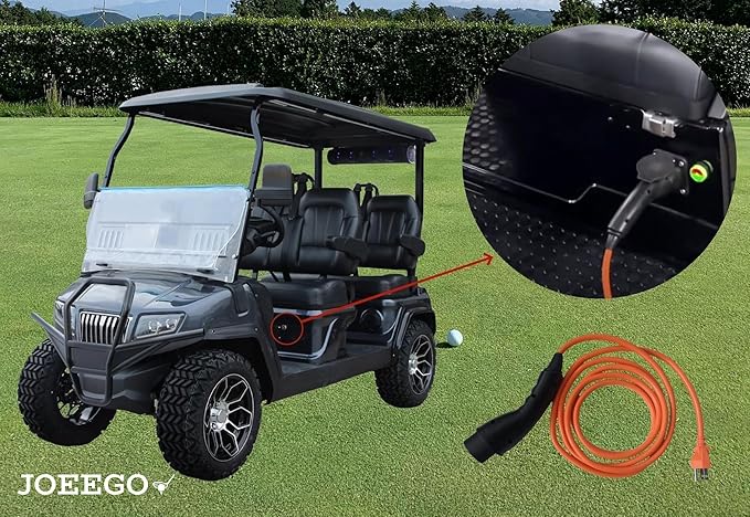 JOEEGO Charging Power Cord Assembly Compatible with Evolution EV Golf Carts, UL Listed, Replaces OEM# 2.04.0620 (Orange 10ft)
