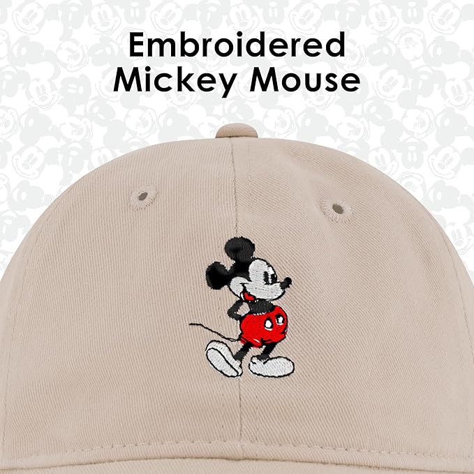 Disney Mickey Mouse Embroidered Cotton Adjustable Dad Hat with Curved Brim