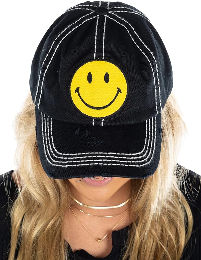 Funky Junque Distressed Vintage Baseball Cap - Embroidered Patch Women's Hat - Holiday, Lifestyle & Patriotic Designs