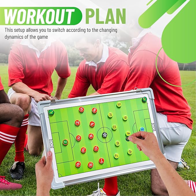 ZPU Soccer Coaching Board, Magnetic Soccer Board for Coaches, Soccer Tactics Clipboard with Dry Erase, Marker Pen, Magnets and Storage Bag, for Teaching and Game Plan