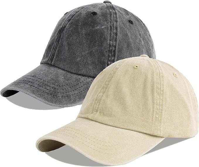 LANGZHEN Unisex Baseball Cap 100% Cotton Fits Men Women Washed Denim Adjustable Dad Hat