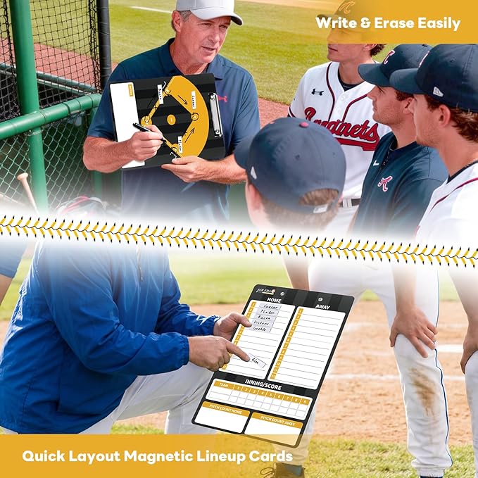 AOLEBA Baseball Lineup Board for Dugout,Dry Erase Magnetic Metal Baseball Clipboard for Coaches