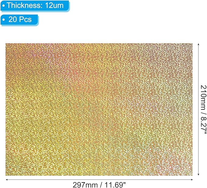 PATIKIL 11.7x8.3" Hot Stamping Foil Paper Sheet, 20 Sheets A4 Heat Transfer Hot - Image 2