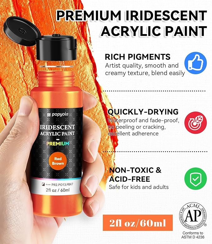 40 PCS Iridescent Acrylic Paint Set - Image 7