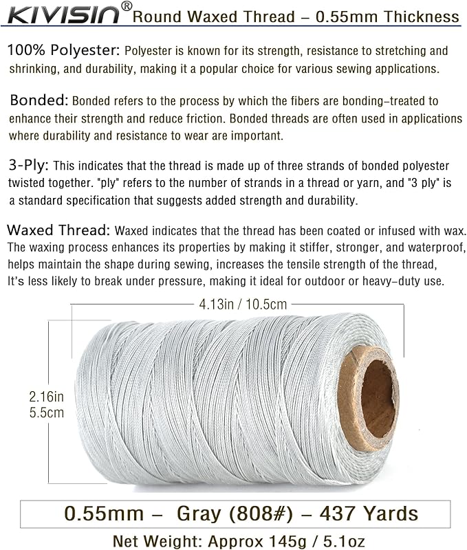 Sturdy Bonded Waxed Polyester Thread, 437 Yards Wax String Cord - Image 2