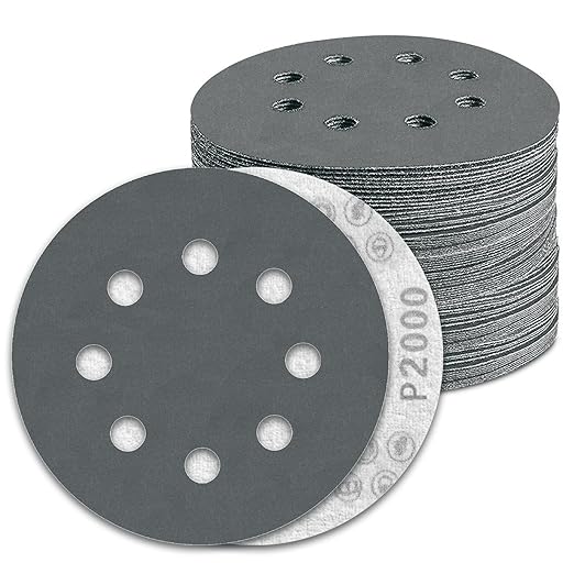 100 Pcs 5 inch Wet Dry Sanding Discs Grit 2000 Hook and Loop 8 Hole Silicon by Pukamam