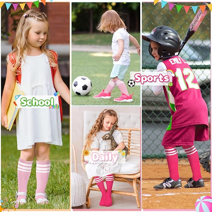 Olreco Toddler Soccer Socks Kids Baseball Socks Youth Softball Sock for Girls Boys Football Sock Boys Athletic Accessories