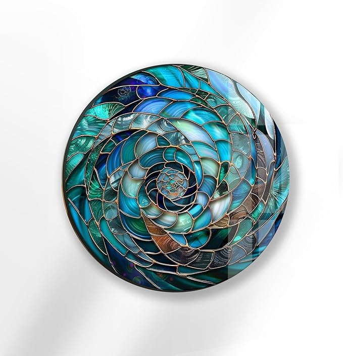 My Photostation.com 20'' Diameter Ocean Vortex Spiral Round Glass Wall Art - Image 5