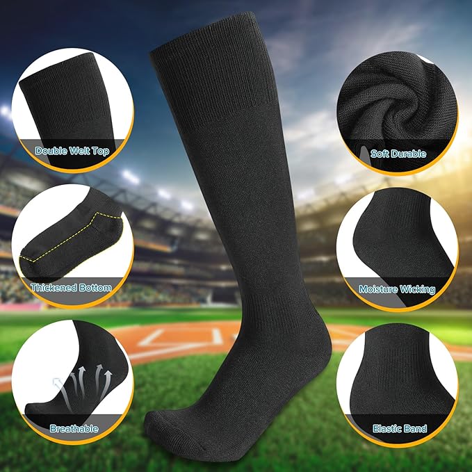 Baseball Socks and Belt Combo for Youth Adult - Softball Sock and Belt for Boys and Girls (2 Pairs of Socks & 1 Belt)