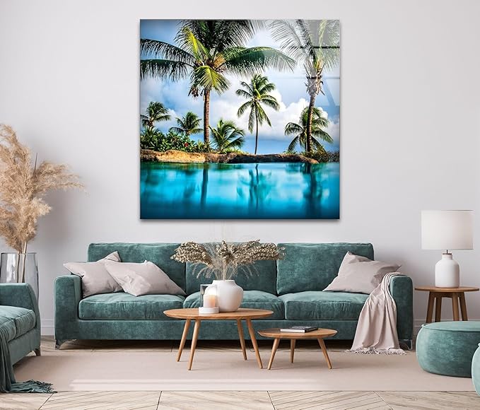 My Photostation.com 48Wx32H'' Island & Blue Sea Glass Wall ArtTempered Glass - Image 7