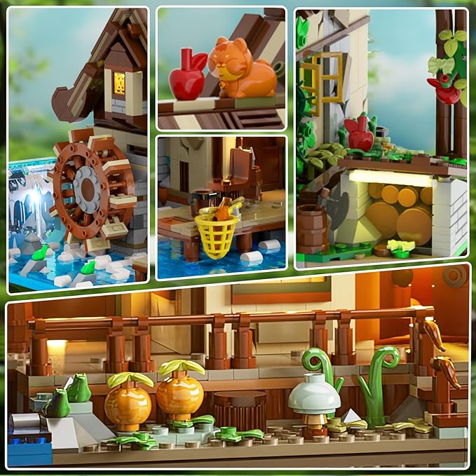 Wood Cabin Building Set with Light, Big House Construction Model - Image 3