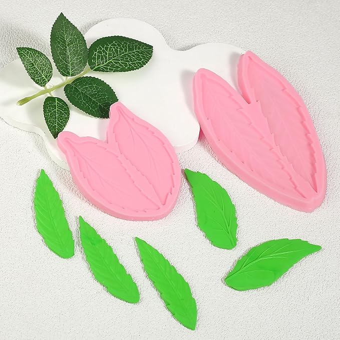 4 Pcs Fern Leaf Cake Decoration Fondant Molds, Flower Paste, DIY Resin Clay - Image 3