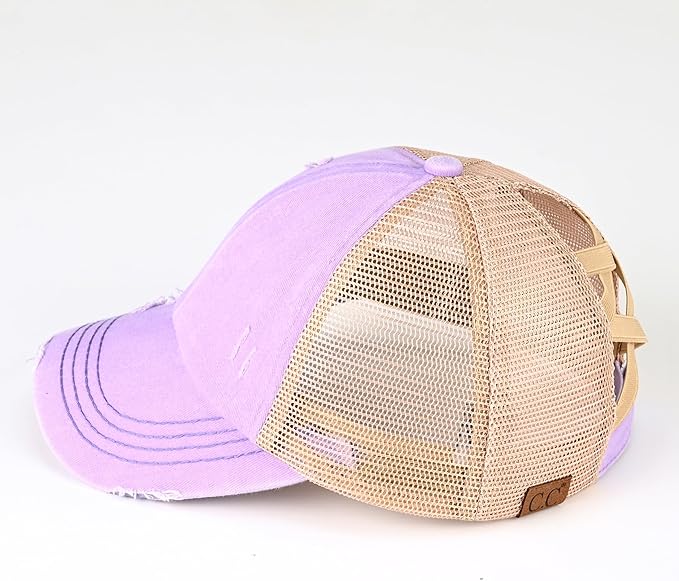 C.C Ponycap Messy High Bun Ponytail Adjustable Glitter Mesh Trucker Baseball Cap