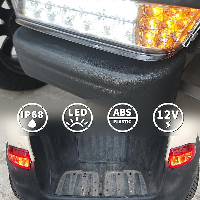 Golf Cart Deluxe Light for Club Car Precedent Electric 12V Street Legal Upgrade Headlight Taillight Kits for Precedent LED Light 2004 up with Turn Signals Hazard Light Switch Horn Brake Pad