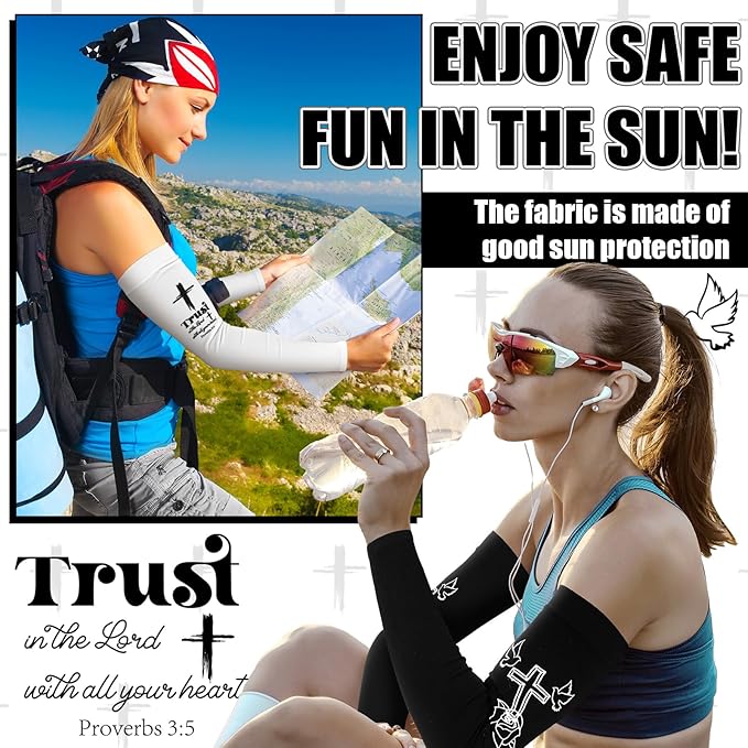 6 Pairs Faith Cross Arm Sleeves Baseball Arm Sleeves Youth Jesus Christian Gifts Bulk for Basketball Accessories