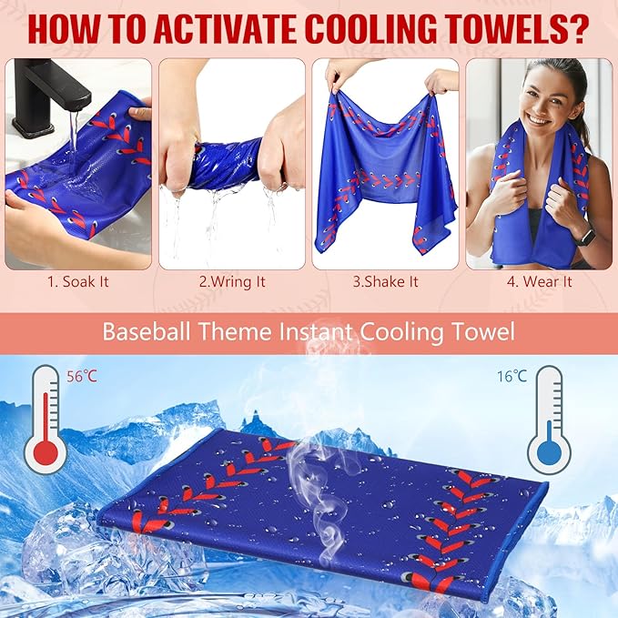 18 Pcs Cooling Towel, Baseball Softball Towel Breathable Ice Towels, 40"x12" Cooling Towels for Sports Team Coach Gift Training, Cold Sweat Rag for Sport (Dark Blue)
