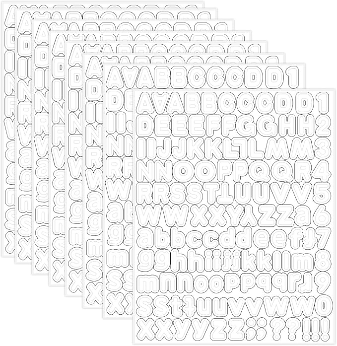 Starboling White Alphabet Stickers, 1/2 inch, 10 Sheets, Self-Adhesive Vinyl by Starboling