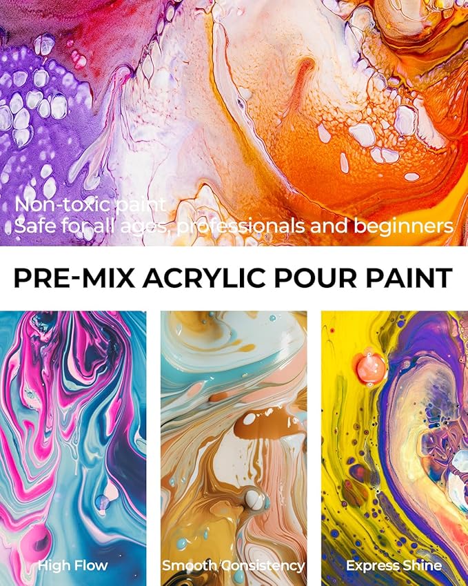 Nicpro 14 Colors Large Bulk Acrylic Pour Paint Set Premixed High Flow Art - Image 5