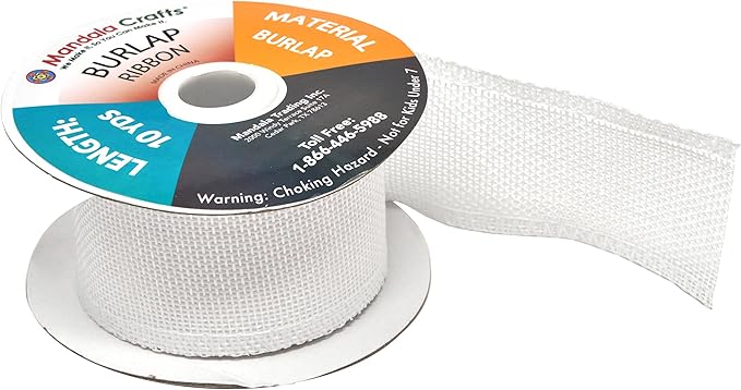 Mandala Crafts White Burlap Ribbon 2 Inches Wide Jute Ribbons - Image 4