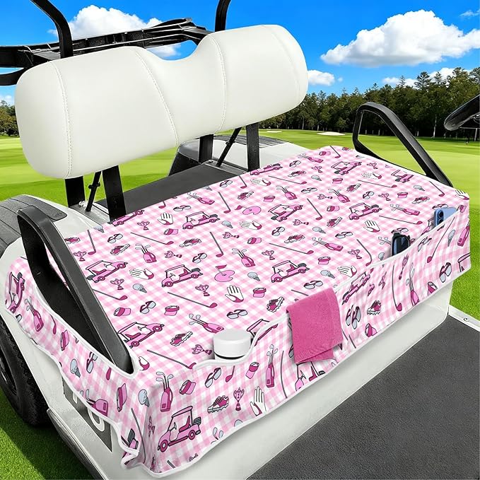 Golf Cart Seat Covers Club Car Golf Cart Accessories 4 Pockets Golf Carts Seat Towel Blanket for Men Women Golf Cart Decor