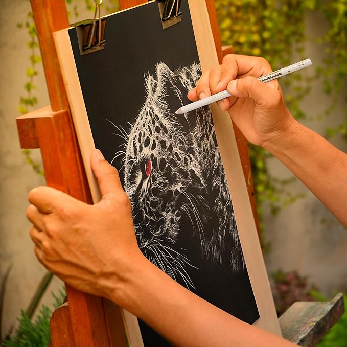 KALOUR White Charcoal Pencils Drawing Set, Professional 6 Pieces White Sketch - Image 5