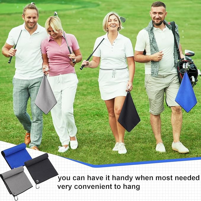 Batiyeer Golf Towel Bulk for Golf Bags 16'' x 16'' Microfiber Fabric Towel with Clip Waffle Pattern, Fitness, Camping, Hiking, Yoga