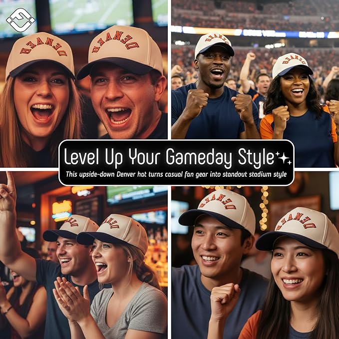 Funky Junque Upside Down City Trucker Hat for Men and Women – Unisex 3D Embroidered Gameday Baseball Cap, Retro Snapback Hats