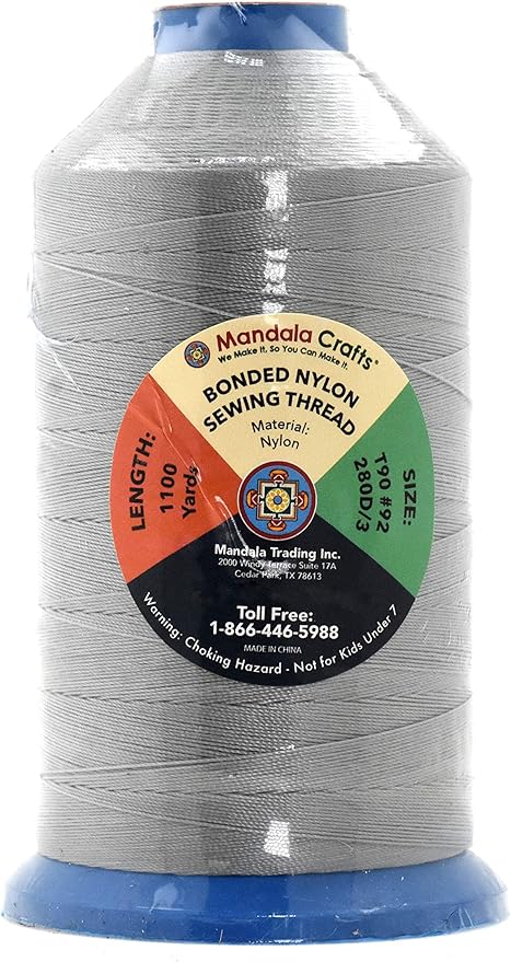 Mandala Crafts Bonded Nylon Thread Gray Heavy Duty Sewing Threads - Image 2