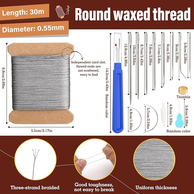 Upholstery Repair Kit, 0.55mm 98 Yard Waxed Thread - Image 2