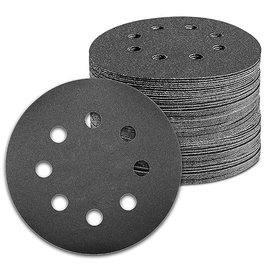 100 Pcs 5 inch Wet Dry Sanding Discs Grit 600 Hook and Loop 8 Hole Silicon by Pukamam