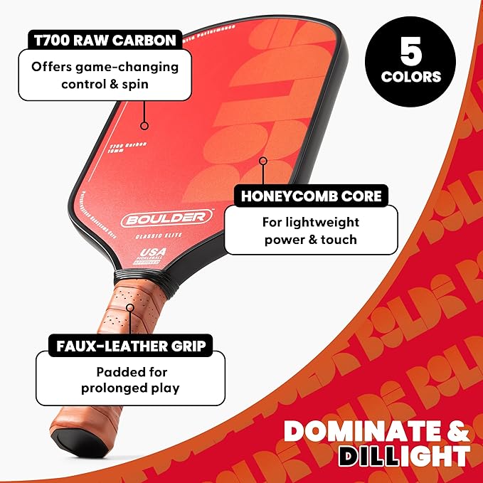 Boulder Carbon Fiber Pickleball Paddle | T700 Carbon Fiber | USAPA Approved - Image 2