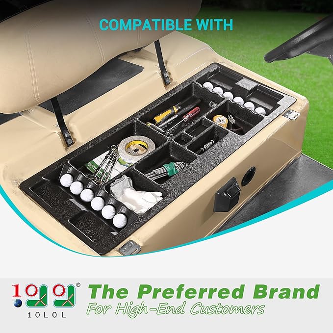 10L0L Golf Cart Under Seat Storage Tray Fits EZGO TXT, RXV, Club Car DS, Club Car Precedent, Yamaha G29, Electric Vehicle with Original Trojan Battery Underseat Organizer Container Holder Plate