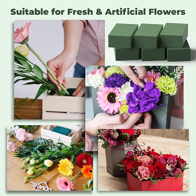 Upgraded 6 Pack Floral Flower Foam Blocks, Wet & Dry Florist Foam Styrofoam - Image 7