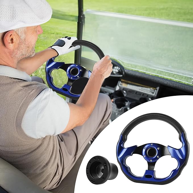 Golf Cart Accessories Steering Wheel D-bottom and Golf Adapter for YAMAHA Golf Carts Adapter Skid-(BLUE)
