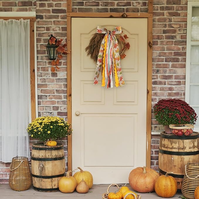 Large Fall Ribbon Bow for Wreath - Image 4