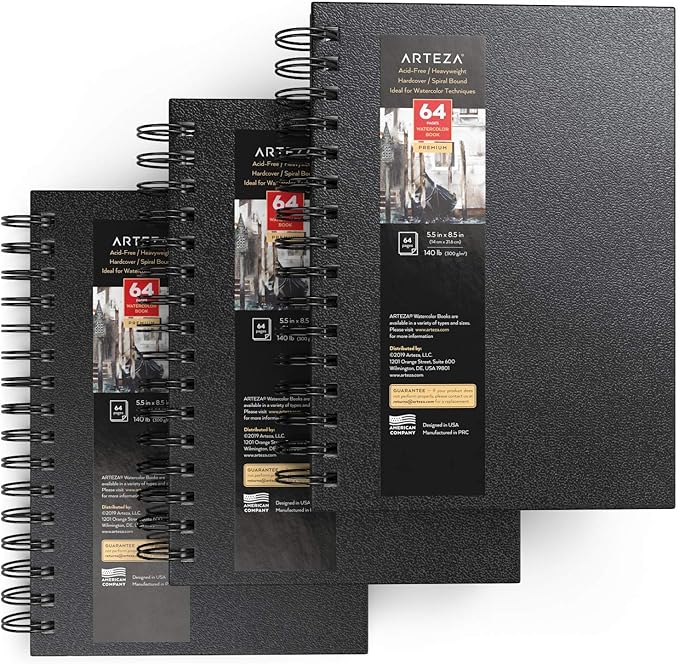 ARTEZA Watercolor Sketchbook Set, 64 Pages per Book, 5.5 x 8.5 Inches, - Image 2