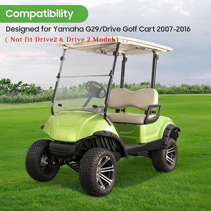 10L0L Clear Windshield for Yamaha G29 Drive Golf Cart 2007-2016, 4MM Thicken Foldable Golf Cart Windscreen, High Transparency, Impact Resistant and Anti-UV