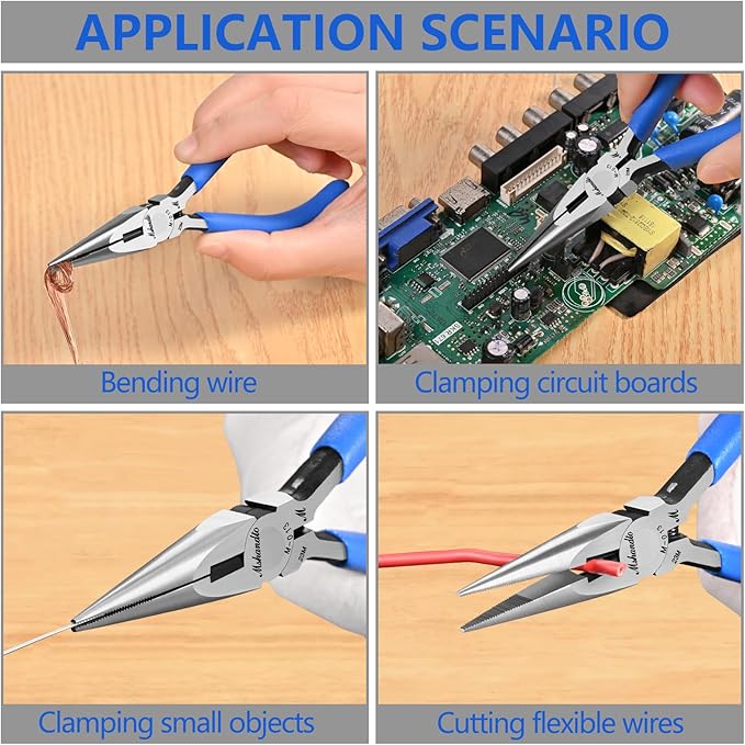 Needle Nose Pliers Set, 2 Pack High Carbon Steel Nose Cutters, Serrated Jaw - Image 6