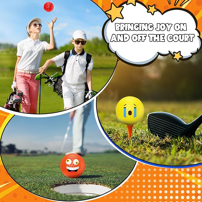 Mudder 12 Pcs Colored Funny Golf Balls Special Emoticon Face Professional Practice Golf Balls Novelty Cute Golfer Accessories for Summer Outdoor Father's Day Men Teens Birthday Gifts