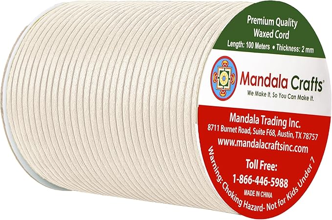 Mandala Crafts 2mm 109 Yards Ivory Cotton Waxed Cord - Image 2